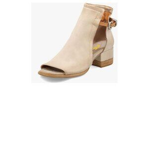 Womens Peep Toe Booties Side Strap Metal buckle Chunky Heels Sandals